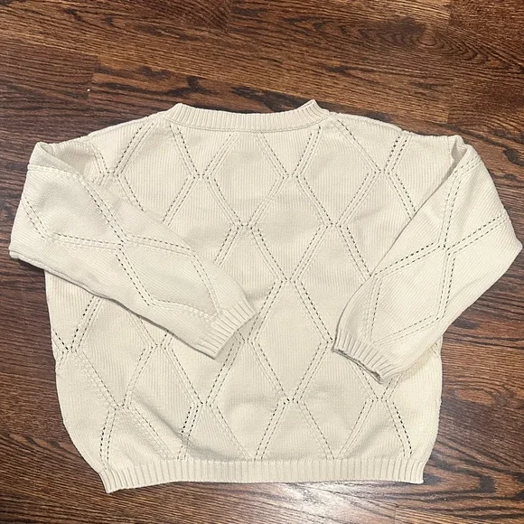 Weekend MaxMara Beige Diamond Pattern Sweater, Size Large (239) - Picture 3 of 6